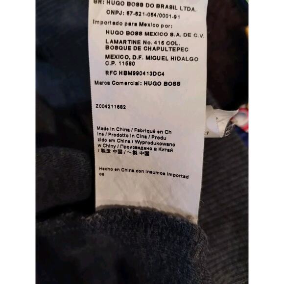 Hugo Boss Mens Pullover Navy Gray Striped Jumper Spellout Sweater Large ** - Picture 13 of 15